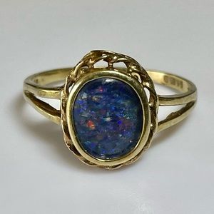 SOLD☀️Victorian 14k Black Opal Triplet Ring 1.5g
